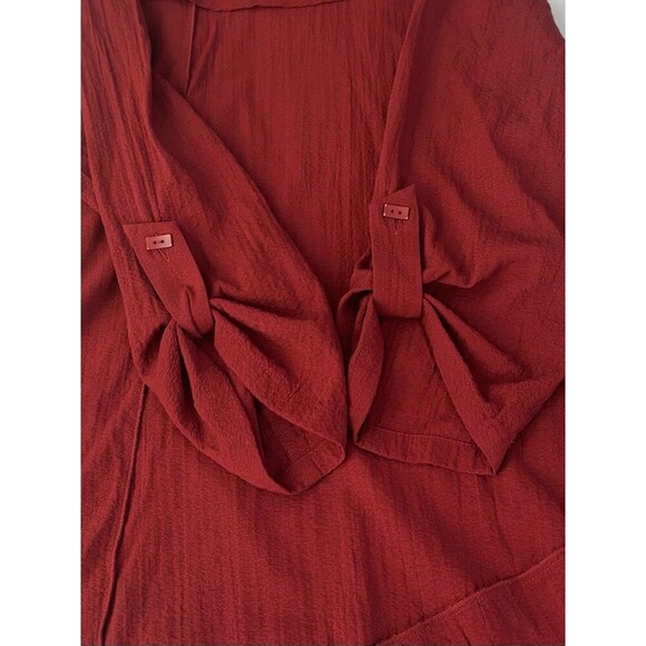 ALI MILES Asymmetric Red Cowl Neck Tunic Top Women Plus 1X Roll Sleeve Lagenlook - Picture 6 of 10
